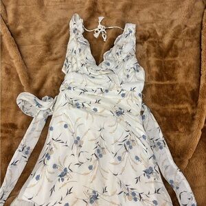 Essue Floral Maxi Dress - Cream and Blue